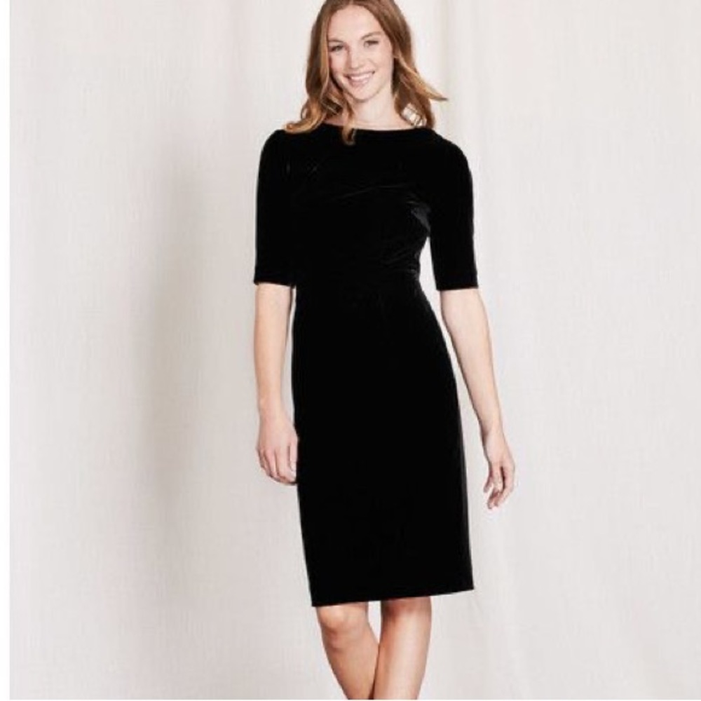 Boden Black Velvet Knee Length Cocktail Sheath Dress